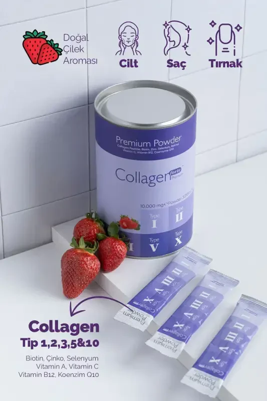 Premium Collagen Powder 10g X 30 Sachets Biotin & Multivitamin Strawberry Flavored - 3