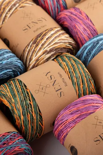 Premium Colored Marbled 170M Natural Paper Yarn, Straw Paper Yarn, Raffia, Bag, Placemat, Hat Yarn,-410 - 7