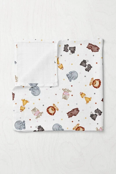 Premium Digital Print Muslin Blanket Zoo - 75x100 cm. - WHEEPPO