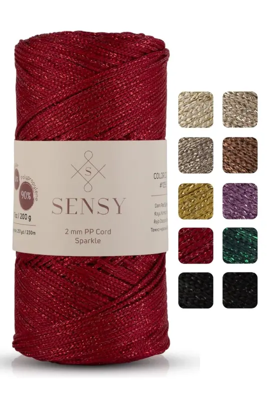 Premium Glitter 200 Gr Polyester Macrame Rope Red 2 Mm - 230 M Placemat Ropeandbagrope-Red - 1