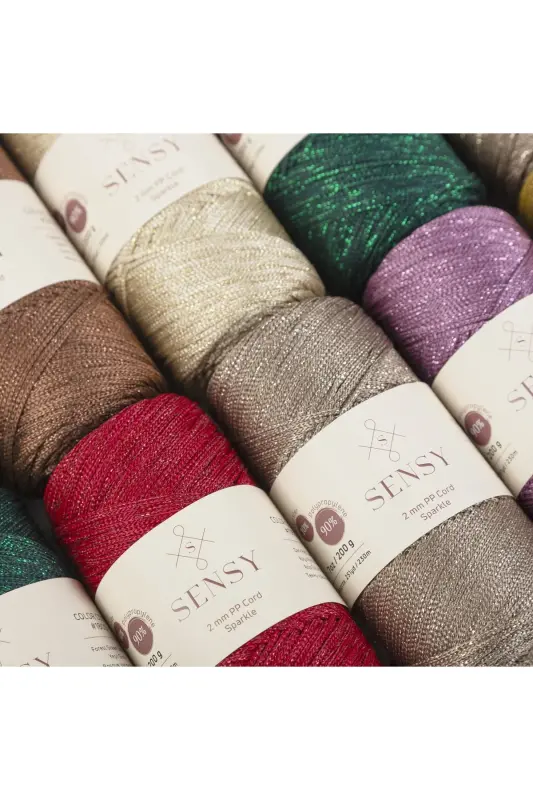 Premium Glitter 200 Gr Polyester Macrame Yarn Mink 2 Mm - 230 M Placemat Yarnandbagyarn-Mink - 7