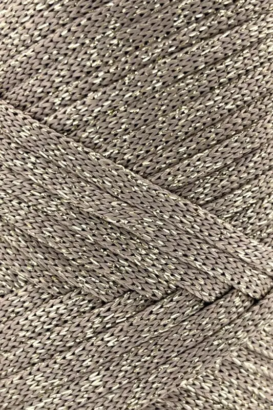 Premium Glitter Ribbon Polyester Yarn 200 gr Macrame Yarn Placemat Yarn and Bag Yarn Glitter Mink-Glitter Mink - 2