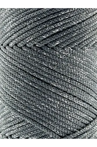 Premium Glittery 200 Gr Polyester Macrame Yarn Grey 2 Mm - 230 M Placemat and Bag Yarn-Grey - SENSY (1)