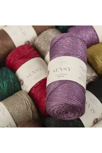 Premium Glittery 200 Gr Polyester Macrame Yarn Plum 2 Mm - 230 M Placemat Yarnandbagyarn-Plum - 5