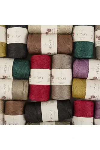 Premium Glittery 200 Gr Polyester Macrame Yarn Plum 2 Mm - 230 M Placemat Yarnandbagyarn-Plum - 6