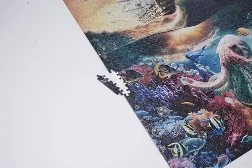 Premium Kattalar uchun 1000 Qismli Boshqotirma -27x20 Noyob Dengiz San'ati Qaroqchi kemasi sakkizoyoq Boshqotirmasi - Noyob Aqliy Gimnastika, Qiyin va Katta Boshqotirma O'yinchoqlar Sovg'asi… - 6