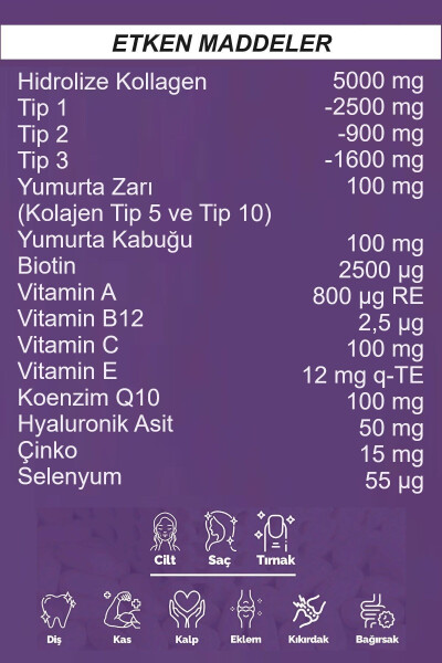 Premium Kolajen Tozu 10g X 30 Şase Biotin & Multivitamin Çilek Aromalı - 6