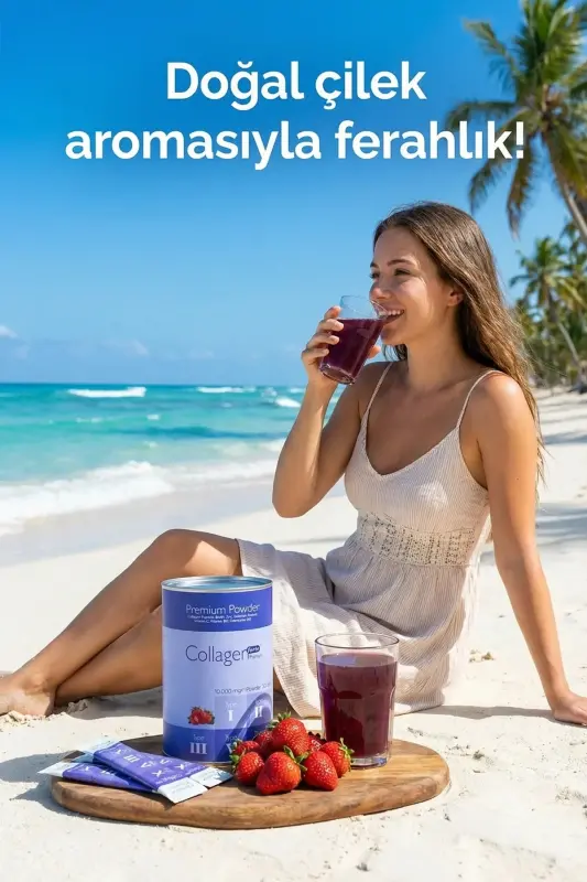 Premium Kollagen Kuni 10g X 30 Shtuchka Biotin & Multivitamin Qulupnay Hidi - 9