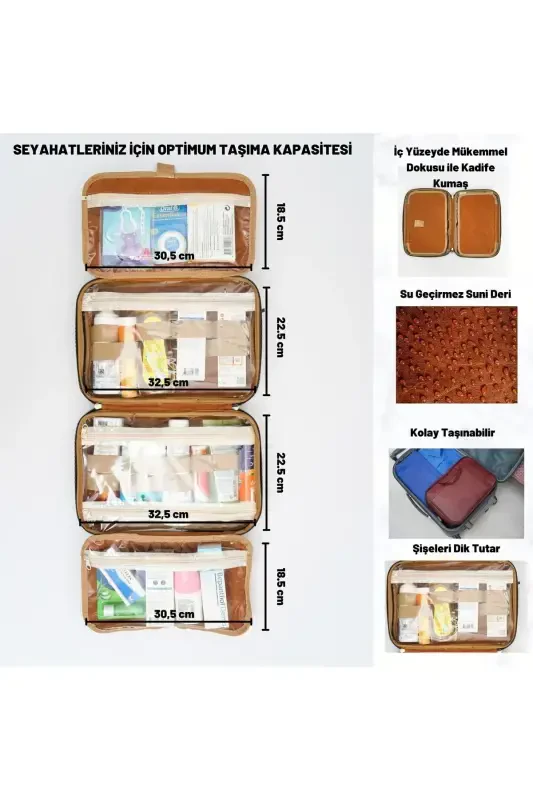 Премиум Косметичка Дорожная Сумка Органайзер Чемодан Косметичка Чемодан Внутренний Органайзер Сумка-Бордовый - 4