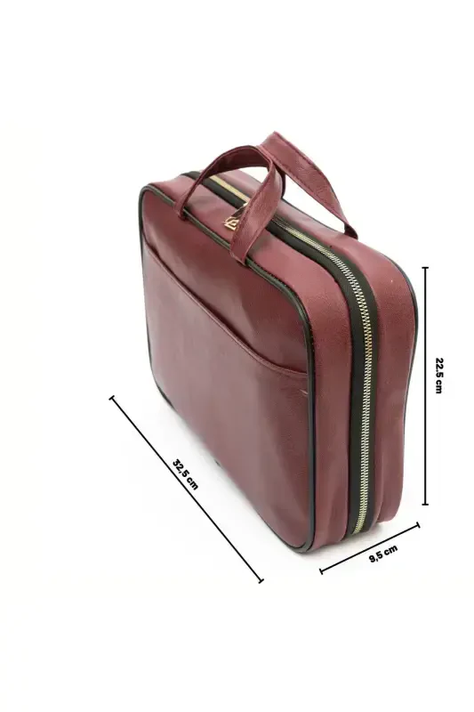 Premium Makyaj Seyahat Çantası Bavul Düzenleyici Makyaj Bavulu Bavul Içi Organizer Çanta-Bordo - 2