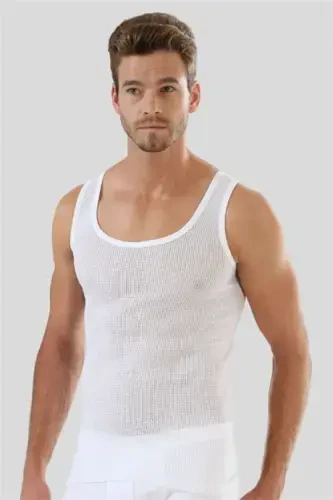 Premium Men's Mesh Tank Tops White 100% Cotton 3-Pack Value Pack - 8
