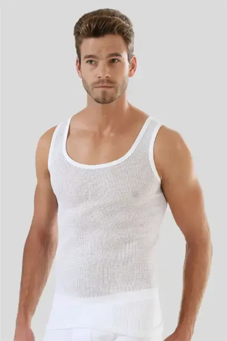 Premium Men's Mesh Tank Tops White 100% Cotton 3-Pack Value Pack - 8