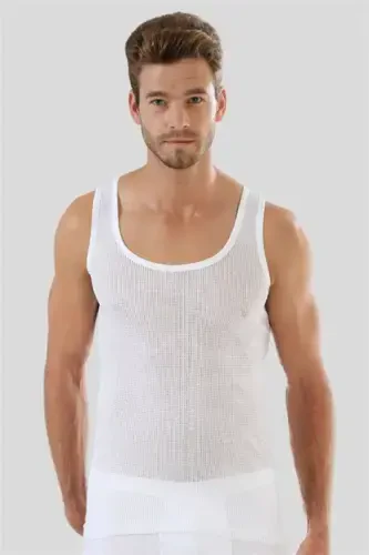 Premium Men's Mesh Tank Tops White 100% Cotton 3-Pack Value Pack - 5