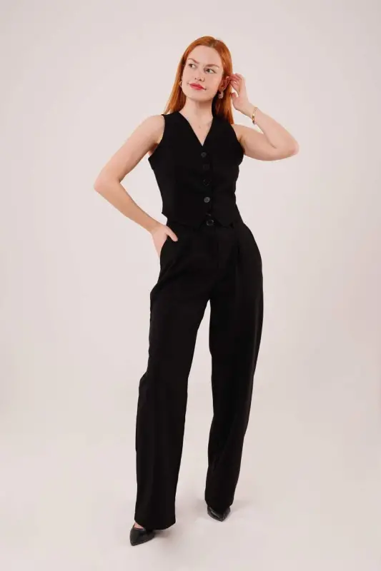 Premium Model Oturtmalı Siyah Pantolon - 1