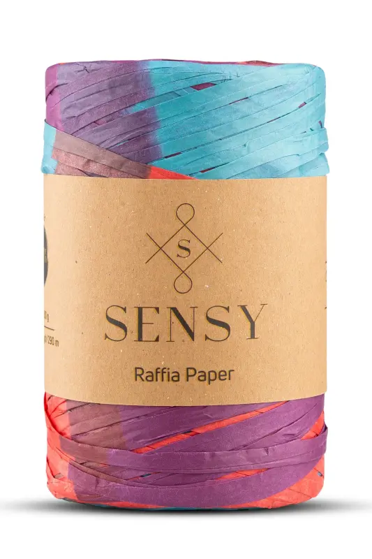 Premium Multi Çok Renkli Ebruli 290 Metre Rafya İp Çanta İpi Raffia İp Kağıt İp Supla İpi-400 - 6