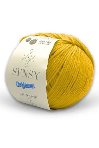 Premium Orijeans Amigurumi Ipliği Punch (PANÇ) Baby Soft Cotton 50 gr Örgü Ipi Ori Jeans Sarı-Sarı 