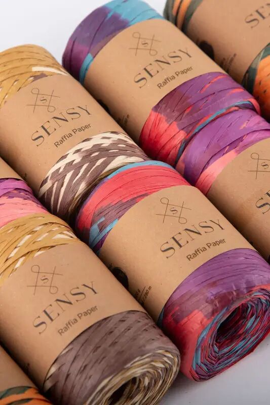 Premium Renkli Ebruli 290 Metre Rafya İp Çanta İpi Raffia İp Kağıt İp Supla İpi - 410 - 3
