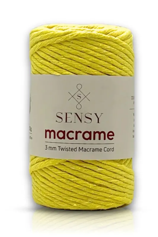 Premium Scanned Macrame Macrame Hobby Rope Light Yellow-Light Yellow - 1