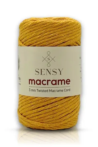 Premium Scanned Macrame Single Twist Macrame Hobby Rope Mustard-Mustard 