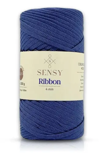Premium Ribbon Polyester ip 200 gr Polyester Ribbon Makrome İpi Kot Mavisi-Kot Mavisi 
