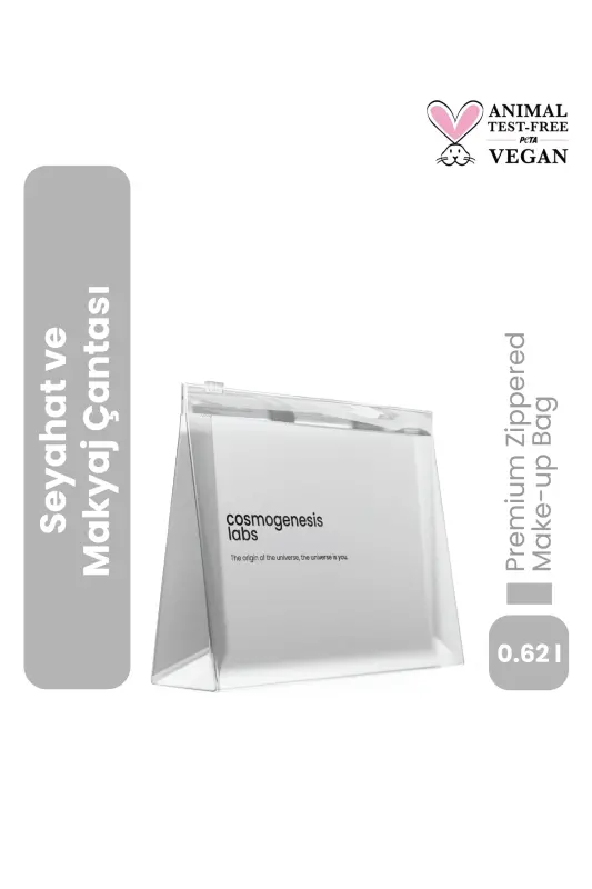 Premium Shaffof Qulfli Plastik Sayohat Kosmetik Va Makiyaj Sumkasi 13x19sm - COSMOGENESIS LABS