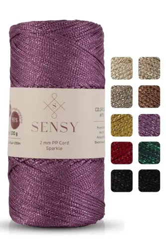 Premium Simli 200 Gr Polyester Makrome Ipi Mürdüm 2 Mm - 230 M Supla Ipveçantaipliği-Mürdüm 