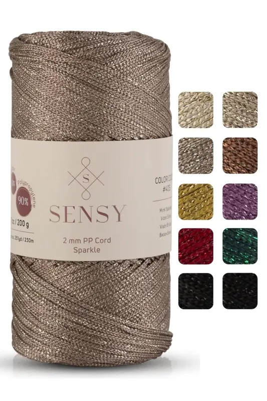 Premium Simli 200 Gr Polyester Makrome Ipi Vizon 2 Mm - 230 M Supla Ipveçantaipliği-Vizon - 1