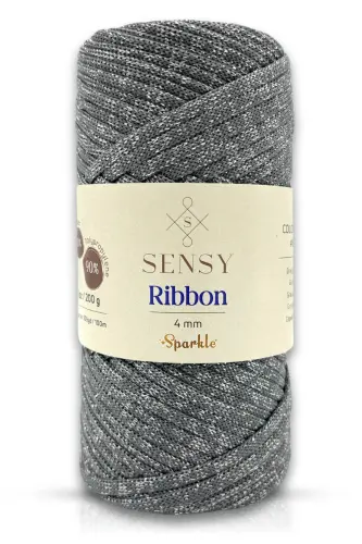 Premium Simli Ribbon Polyester İp 200 gr Makrome İpi Supla İpi Ve Çanta İpliği Simli Gri-Simli Gri 