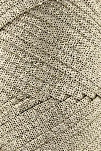 Premium Simli Ribbon Polyester İp 200 gr Makrome Supla İpi Ve Çanta İpliği Simli Sütlü Kahve-Simli Sütlü Kahve - 2