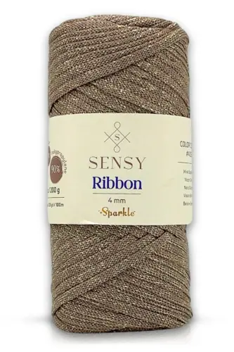 Premium Simli Ribbon Polyester İp 200 gr Makrome İpi Supla İpliği Ve Çanta İpi Simli Vizon-Simli Vizon - 1