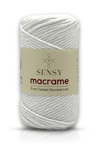 Premium Taranan Makrome Makrame Hobi Ipi Beyaz-Beyaz 