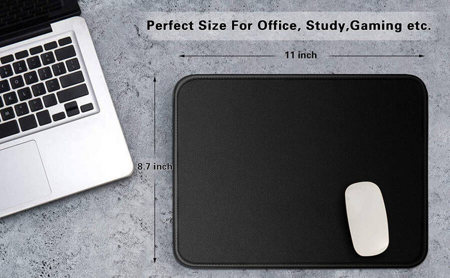 Premium-Textured, Stitched Edge, Large Mouse Pad. Natural Non-Slip Rubber Base. Mousepad for Laptop, Computer & PC, 11 x 8.7 inches, Black. - 16