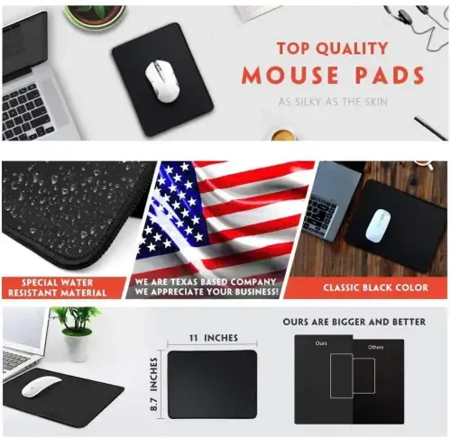 Premium-Textured, Stitched Edge, Large Mouse Pad. Natural Non-Slip Rubber Base. Mousepad for Laptop, Computer & PC, 11 x 8.7 inches, Black. - Modazone (1)