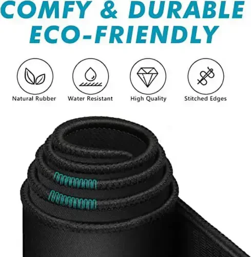 Premium-Textured, Stitched Edge, Large Mouse Pad. Natural Non-Slip Rubber Base. Mousepad for Laptop, Computer & PC, 11 x 8.7 inches, Black. - 4