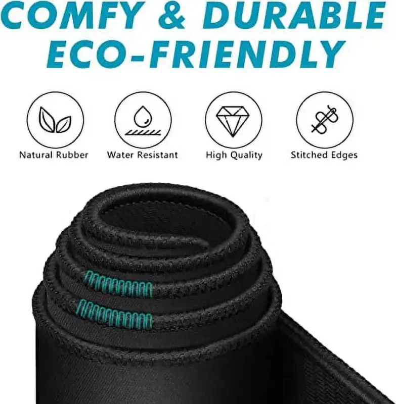 Premium-Textured, Stitched Edge, Large Mouse Pad. Natural Non-Slip Rubber Base. Mousepad for Laptop, Computer & PC, 11 x 8.7 inches, Black. - 4