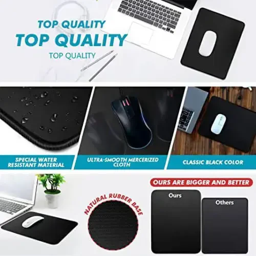 Premium-Textured, Stitched Edge, Large Mouse Pad. Natural Non-Slip Rubber Base. Mousepad for Laptop, Computer & PC, 11 x 8.7 inches, Black. - 5