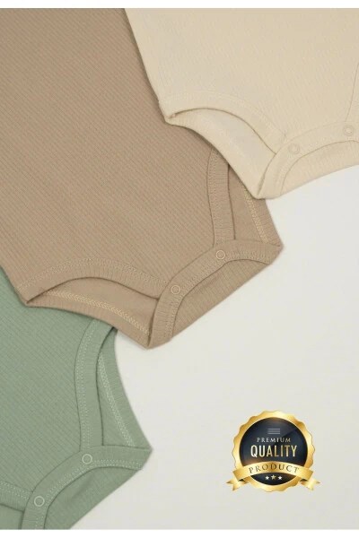 Премиум хлопковый трикотажный комплект из 3 боди для младенцев, 100% органический хлопок, на кнопках, без рукавов. - 4