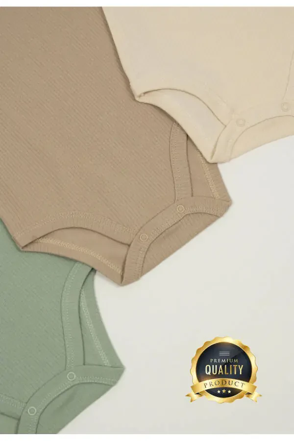 Премиум хлопковый трикотажный комплект из 3 боди для младенцев, 100% органический хлопок, на кнопках, без рукавов. - 4