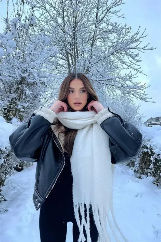 Premium Soft Buklet Atkı-Beyaz - 2