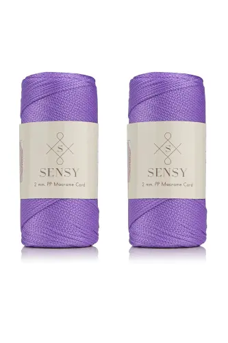 Premiyum 400 gr Poliester Makrame Ip 2 Mm 2li Set Lila Makrame Ip Supla Çanta Ip No: 4 - Lila - 1