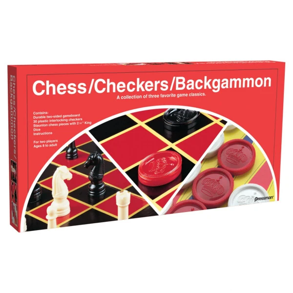 Pressman Toys - Checkers/Chess/Backgammon (Folding Board) - PRESSMAN
