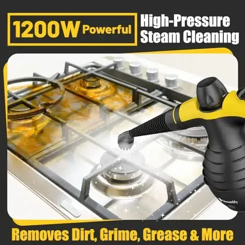 Pressurized Handheld Steam Cleaner with 10pcs Accessories & Safety Lock, Multi-Purpose & Powerful Home Use Steamer for Cleaning, Car, Bathroom, Shower, Upholstery, Grout, Window, Grease - 5