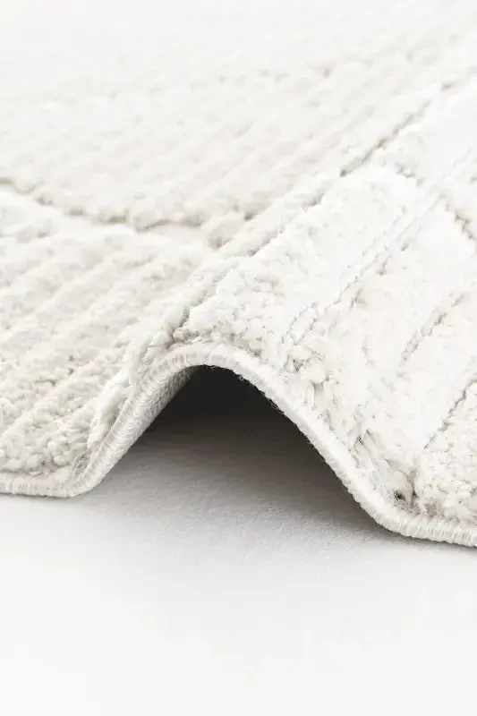 Pretty Antrasit Yuviladigan Kabartmali Yumshoq Bubble Gilam Sirpanmaydigan Sun'iy Mo'ynali Quyon Post Peluş Gilam - Krem 7 - 4