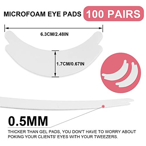 Pretty memory 100 Pairs Foam Eye Pads for Lash Extensions, Lint Free Hypoallergenic Sticky Lash Pads, Under Eye Pads for Lash Extensions, Lash Tech Supplies Must Haves, Latex Free - 2