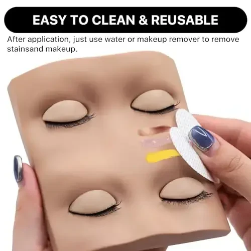 Pretty memory 2 Layer Lash Mannequin Head, with 2 Pairs Removable Lash Practice Eyelids, Realistic Eyelash Mannequin Head, Makeup Soft-Touch Rubber Lash Tech Supplies for Practice Training - 5