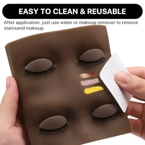 Pretty memory 2 Layer Lash Mannequin Head, with 2 Pairs Removable Lash Practice Eyelids, Realistic Eyelash Mannequin Head, Makeup Soft-Touch Rubber Lash Tech Supplies for Practice Training（Dark) - 5