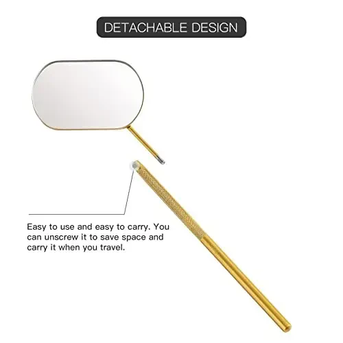 Pretty memory Large Lash Mirror, Stainless Steel Eyelash Mirror, Makeup Mirror for Lash Extension Supplies (Gold) - 3