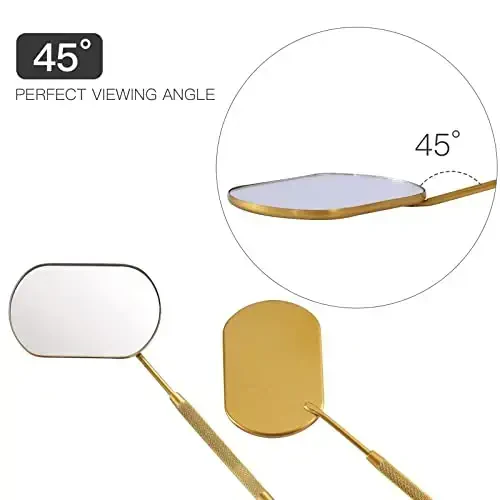 Pretty memory Large Lash Mirror, Stainless Steel Eyelash Mirror, Makeup Mirror for Lash Extension Supplies (Gold) - 4