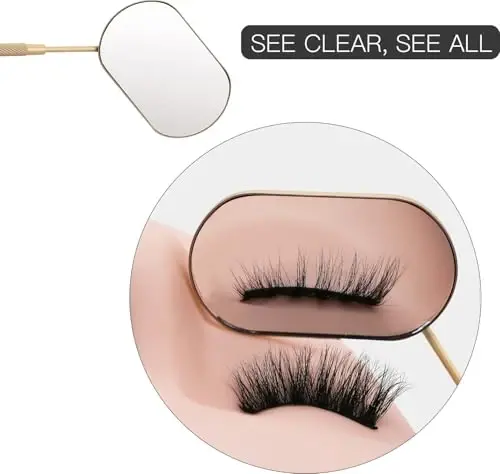 Pretty memory Large Lash Mirror, Stainless Steel Eyelash Mirror, Makeup Mirror for Lash Extension Supplies (Skin Color) - Pretty memory (1)