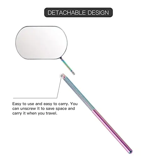 Pretty memory Large Lash Mirror, zanglamaydigan po'latdan yasalgan kirpik uchun makiyaj oynasi, kirpik qo'shimchalari uchun (Rainbow Color) - 3